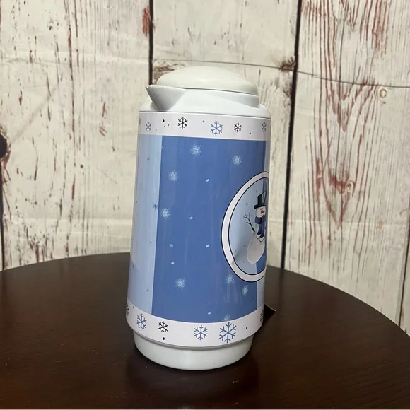 Snowman Themed Blue and White Thermos unused eventhough old 24-30oz - Picture 3 of 13